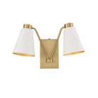 Meridian M90076WHNB Two Light Wall Sconce in White with Natural Brass