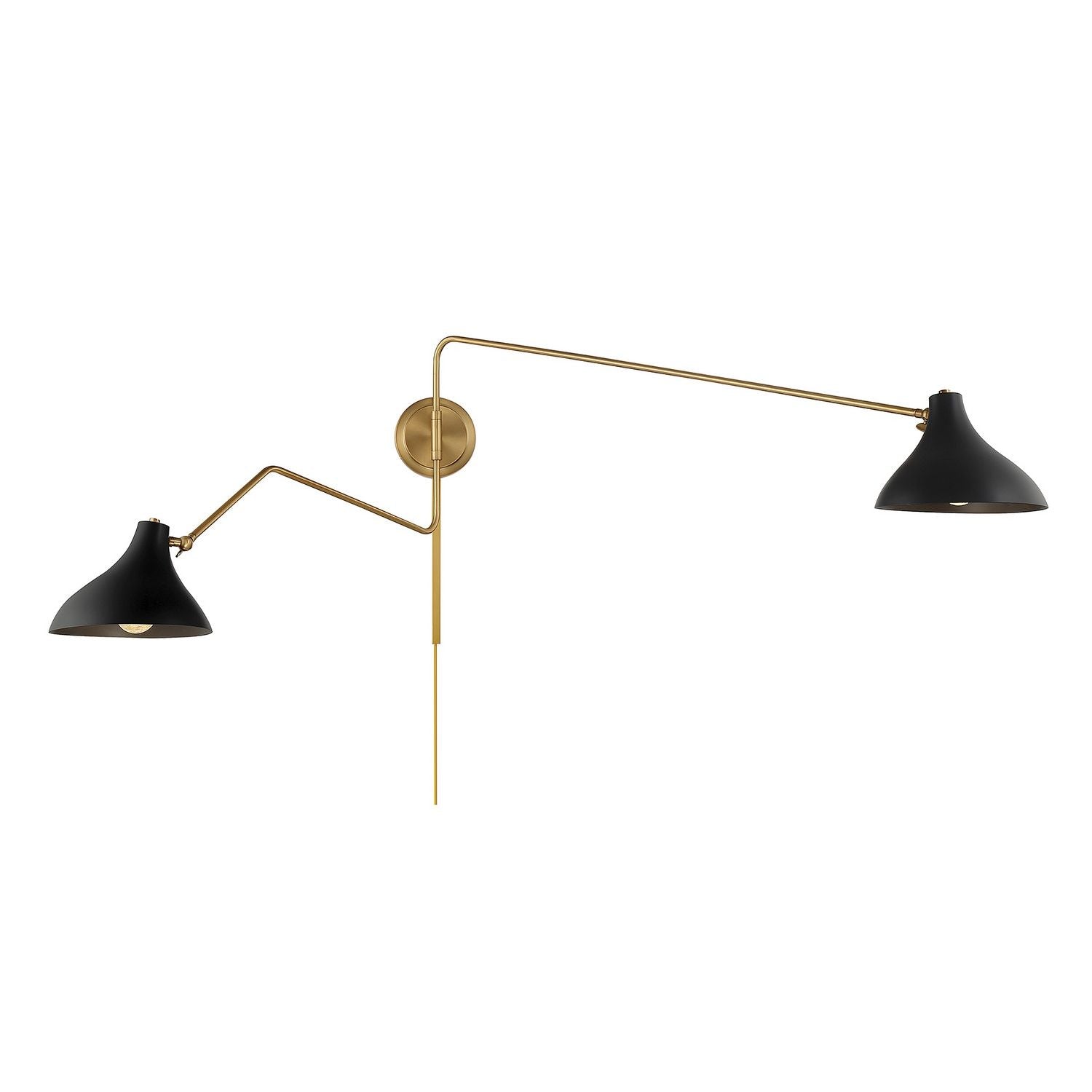 Meridian M90088MBKNB Two Light Wall Sconce in Matte Black with Natural Brass
