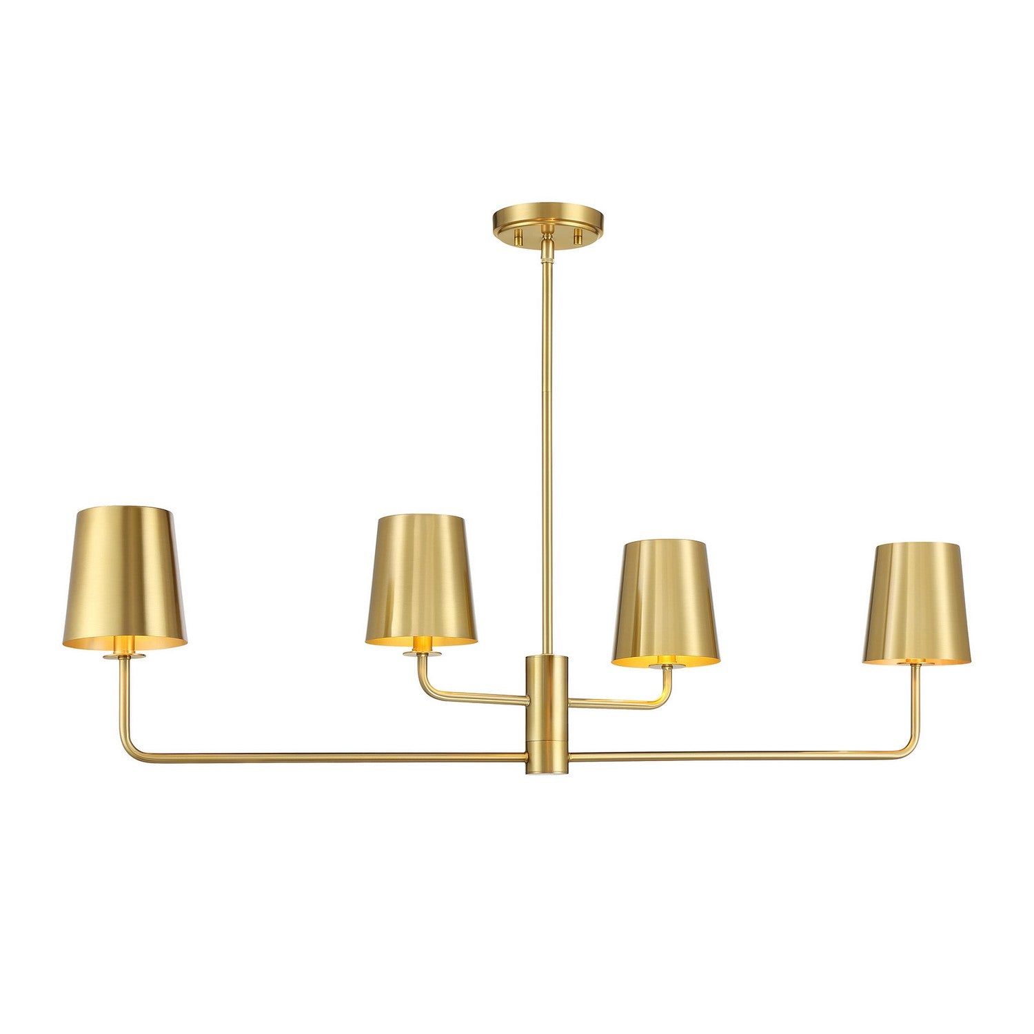 Meridian M100127NB Four Light Linear Chandelier in Natural Brass