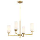 Meridian M100129NB Four Light Chandelier in Natural Brass