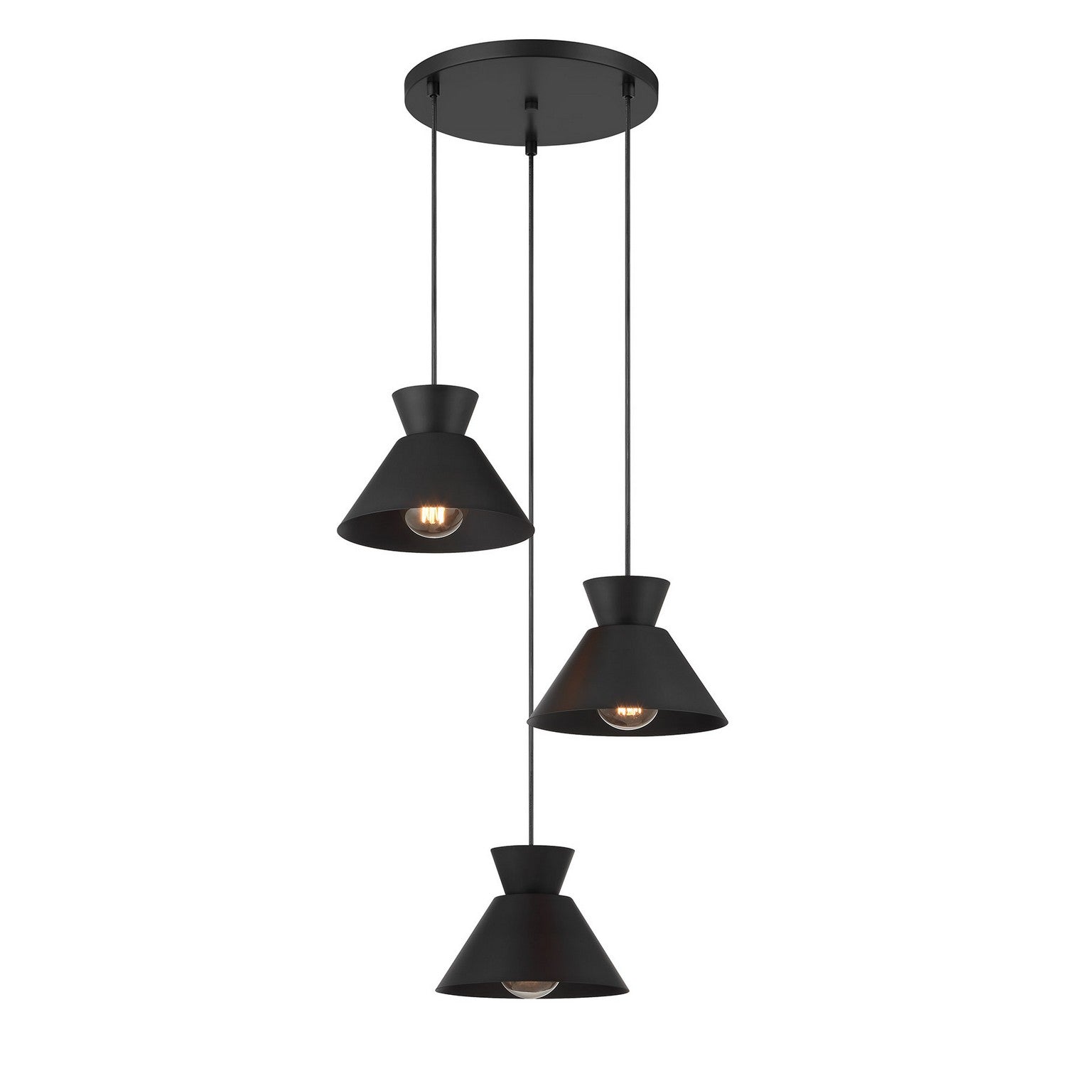 Meridian M100139MBK Three Light Chandelier in Matte Black