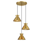 Meridian M100139NB Three Light Chandelier in Natural Brass
