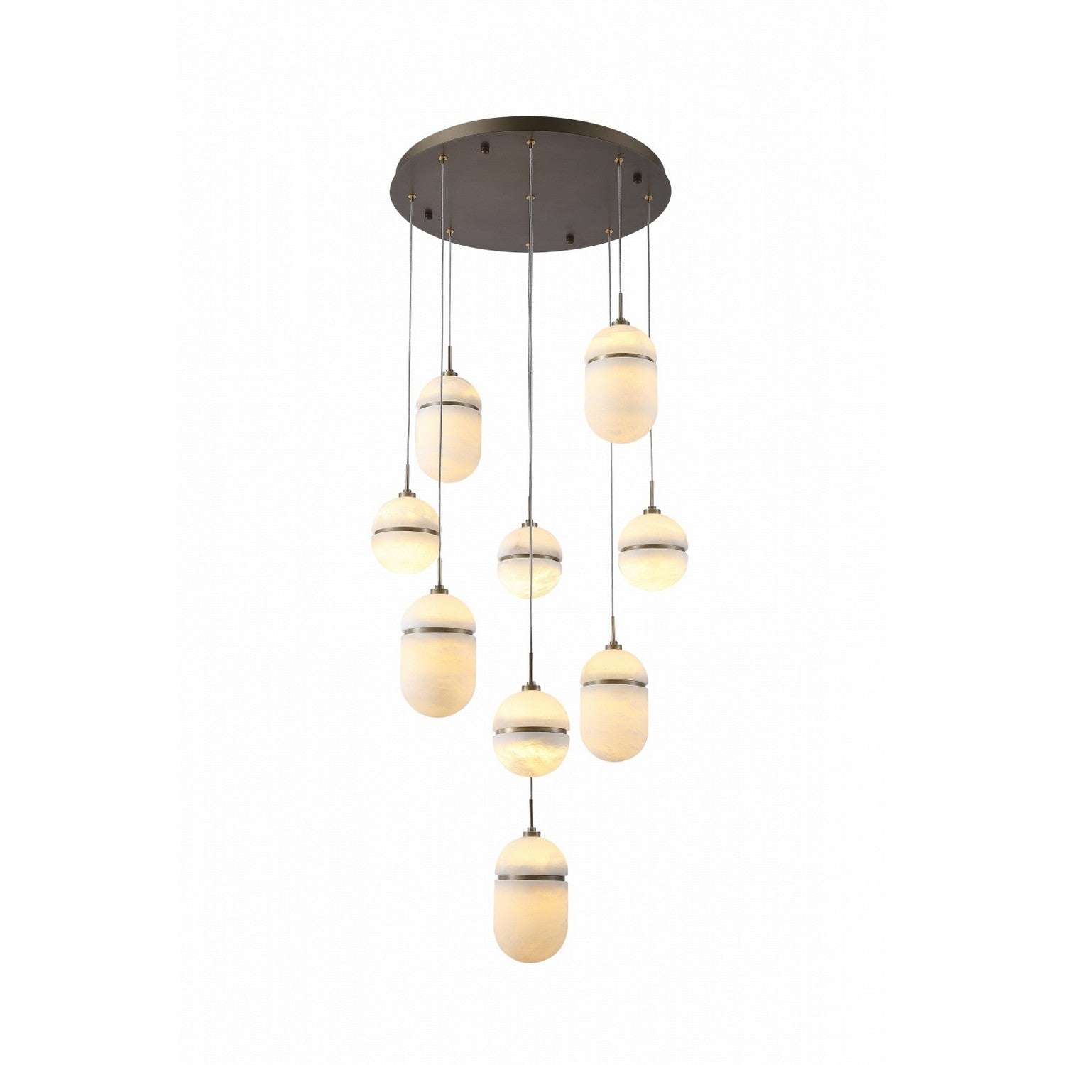Avenue Lighting - HF2909-AB - Nine Light Pendant - Sedona - Alabaster / Aged Brass