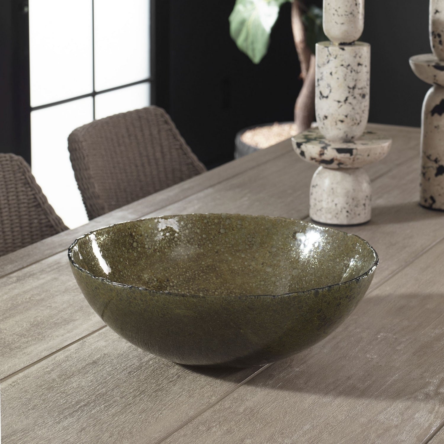 Uttermost - 18306 - Bowl - Veridian Shimmer - Blue, Green, And Earthy Brown