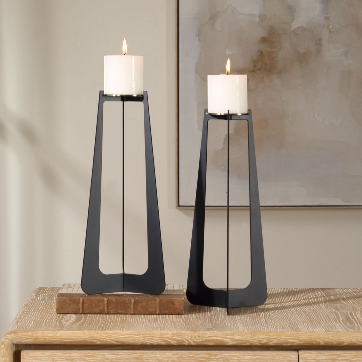 Uttermost - 18315 - Candleholders Set/2 - Columnar - Matte Black
