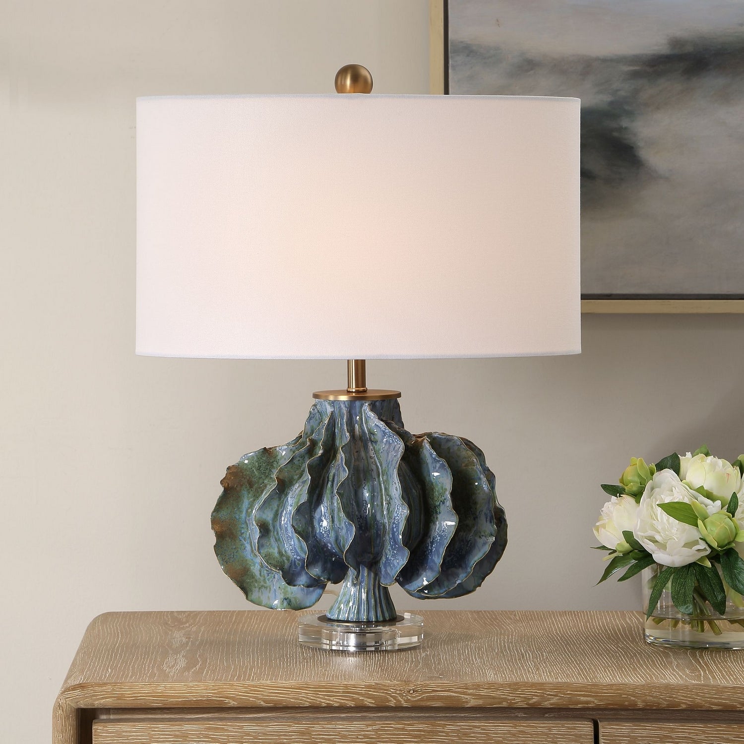 Uttermost - 30674-1 - One Light Table Lamp - Ruffle Up - Antique Brass