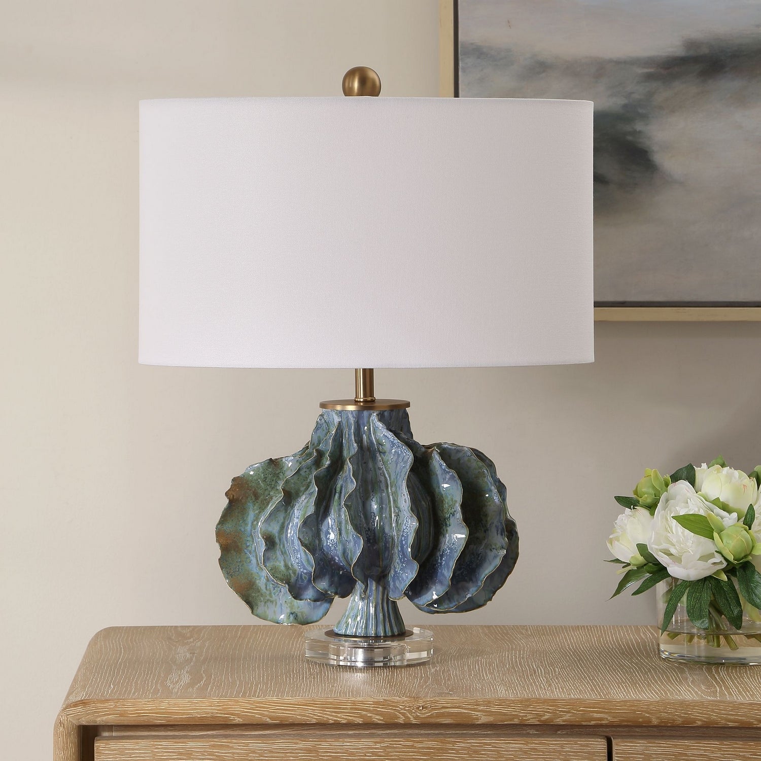 Uttermost - 30674-1 - One Light Table Lamp - Ruffle Up - Antique Brass