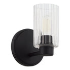 Thesis Lighting 207023A Bedminster Wall Sconce in Matte Black, Clear Ribbed