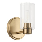 Thesis Lighting 207025A Bedminster Wall Sconce in Champagne Gold, Clear Ribbed