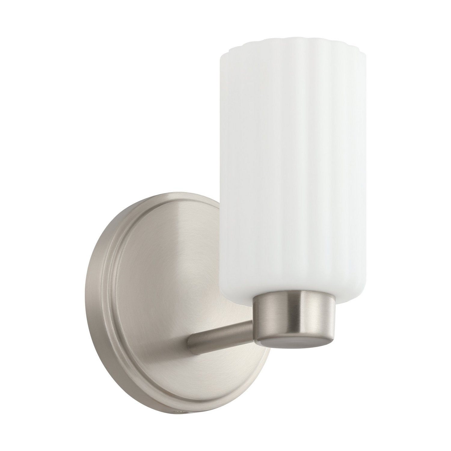Thesis Lighting 207028A Bedminster Wall Sconce in Brushed Nickel, Opal Ribbed