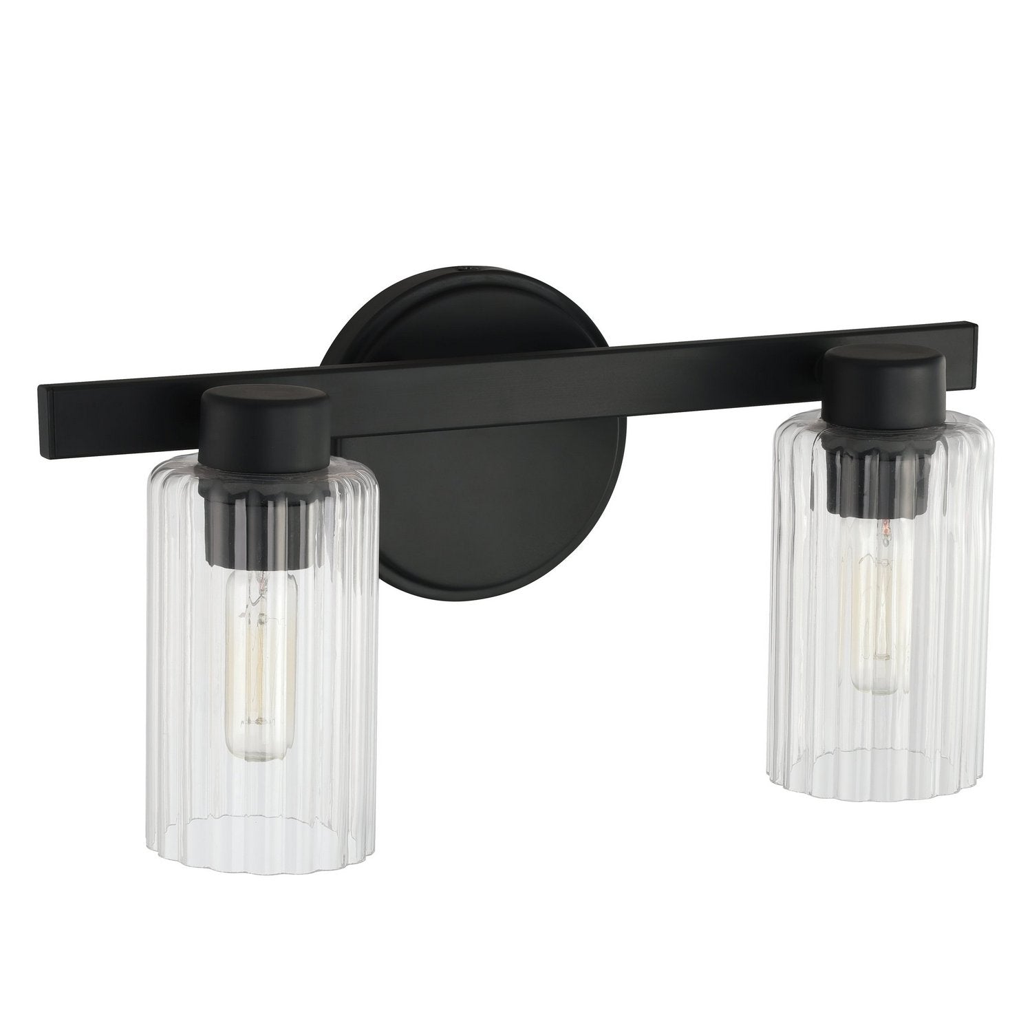 Thesis Lighting 207029A Bedminster Vanity in Matte Black, Clear Ribbed