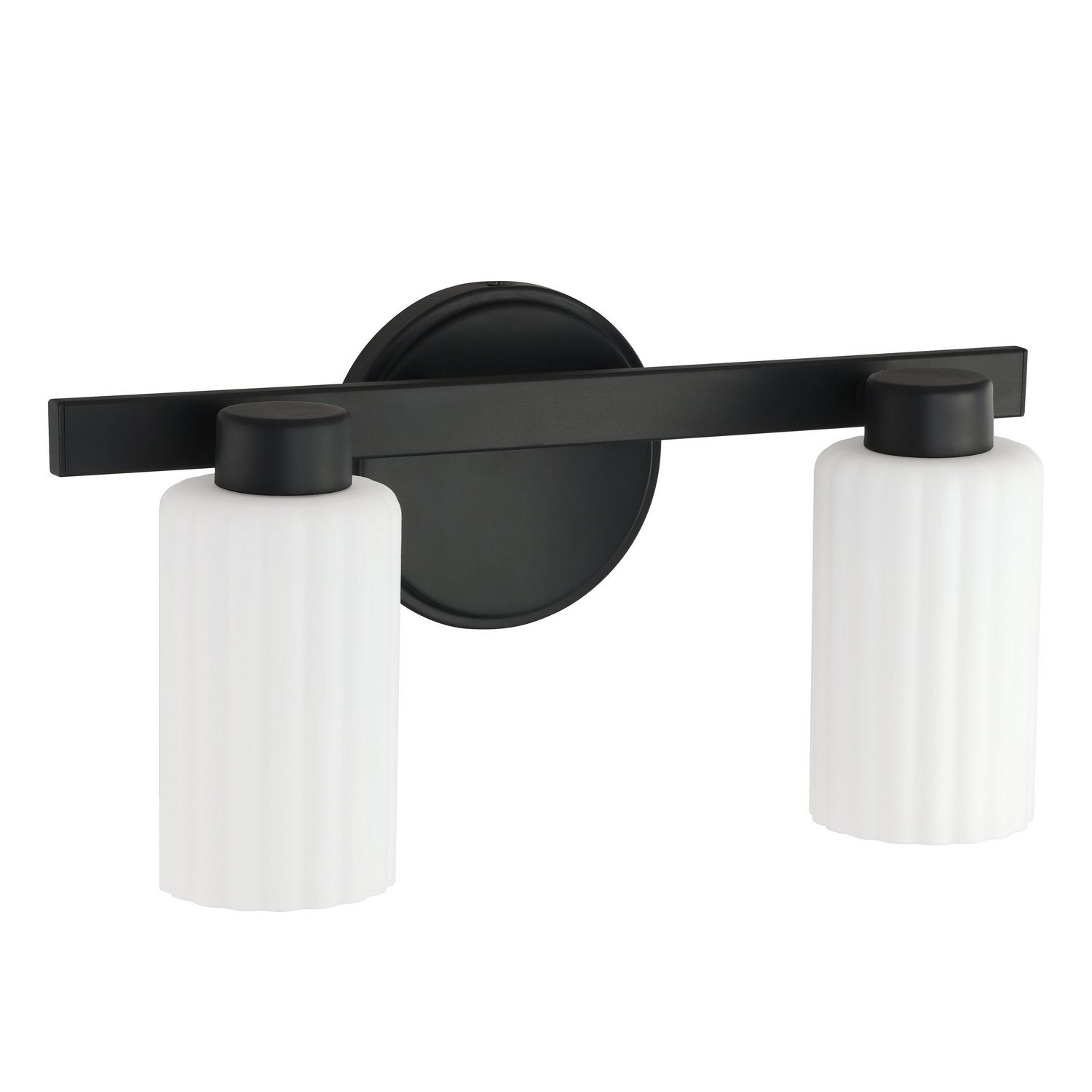 Thesis Lighting 207031A Bedminster Vanity in Matte Black, Opal Ribbed