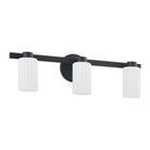Thesis Lighting 207036A Bedminster Vanity in Matte Black, Opal Ribbed