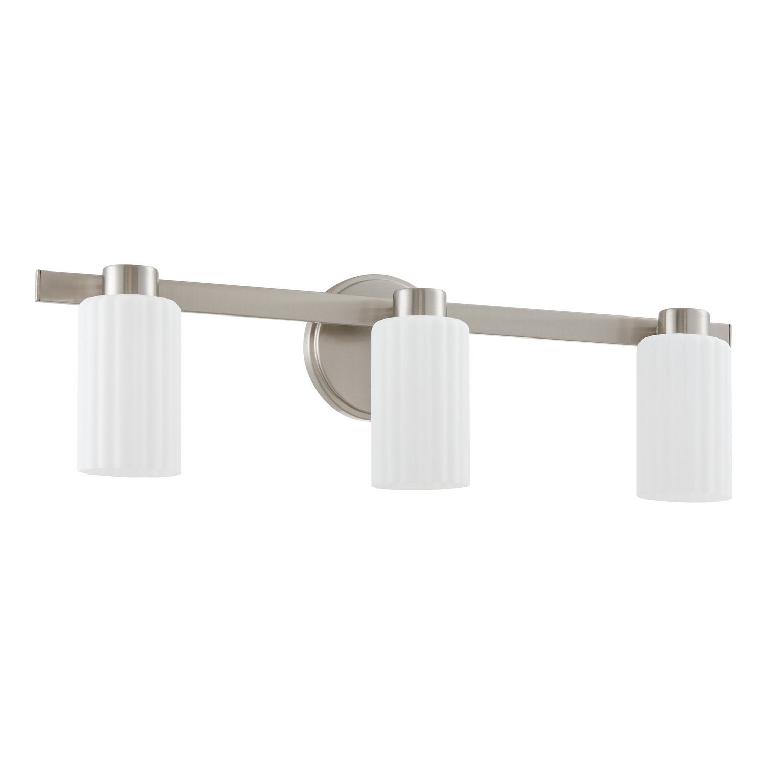 Thesis Lighting 207042A Bedminster Vanity in Brushed Nickel, Opal Ribbed