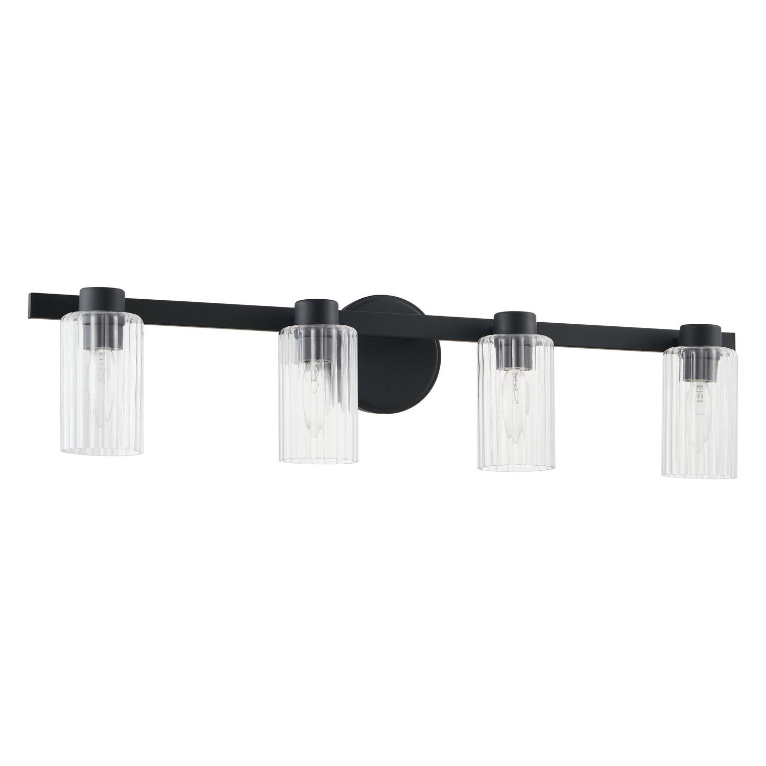 Thesis Lighting 207043A Bedminster Vanity in Matte Black, Clear Ribbed
