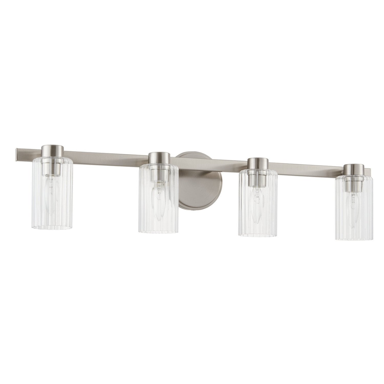 Thesis Lighting 207047A Bedminster Vanity in Brushed Nickel, Clear Ribbed