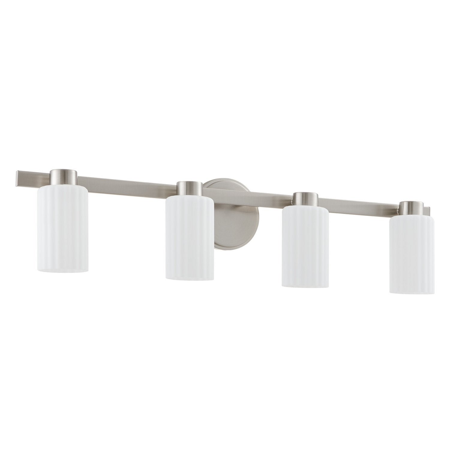 Thesis Lighting 207048A Bedminster Vanity in Brushed Nickel, Opal Ribbed
