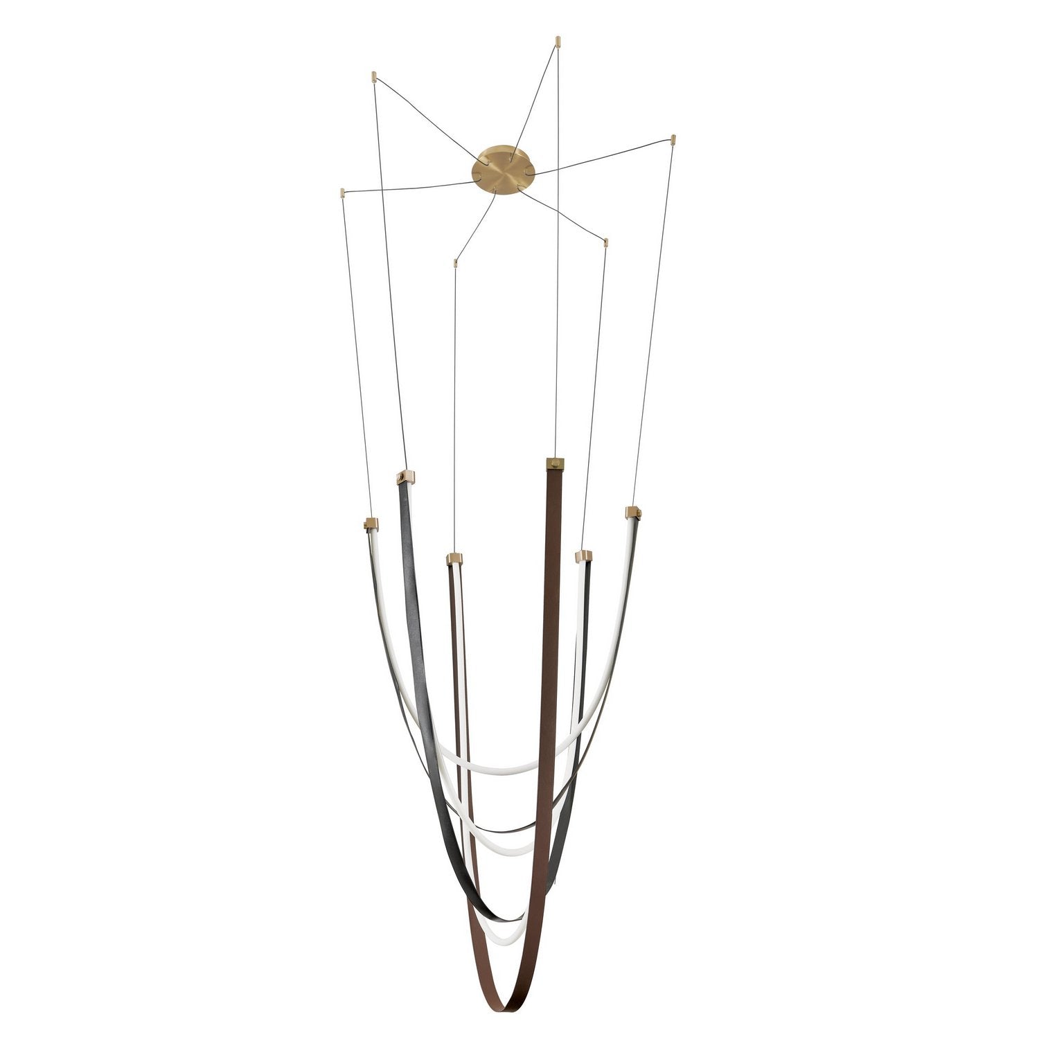 Thesis Lighting 207276A Ayers LED Chandelier in Champagne Bronze w/Black/Brown Leather