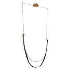 Thesis Lighting 207277A Ayers LED Linear Chandelier in Champagne Bronze w/Black/Brown Leather