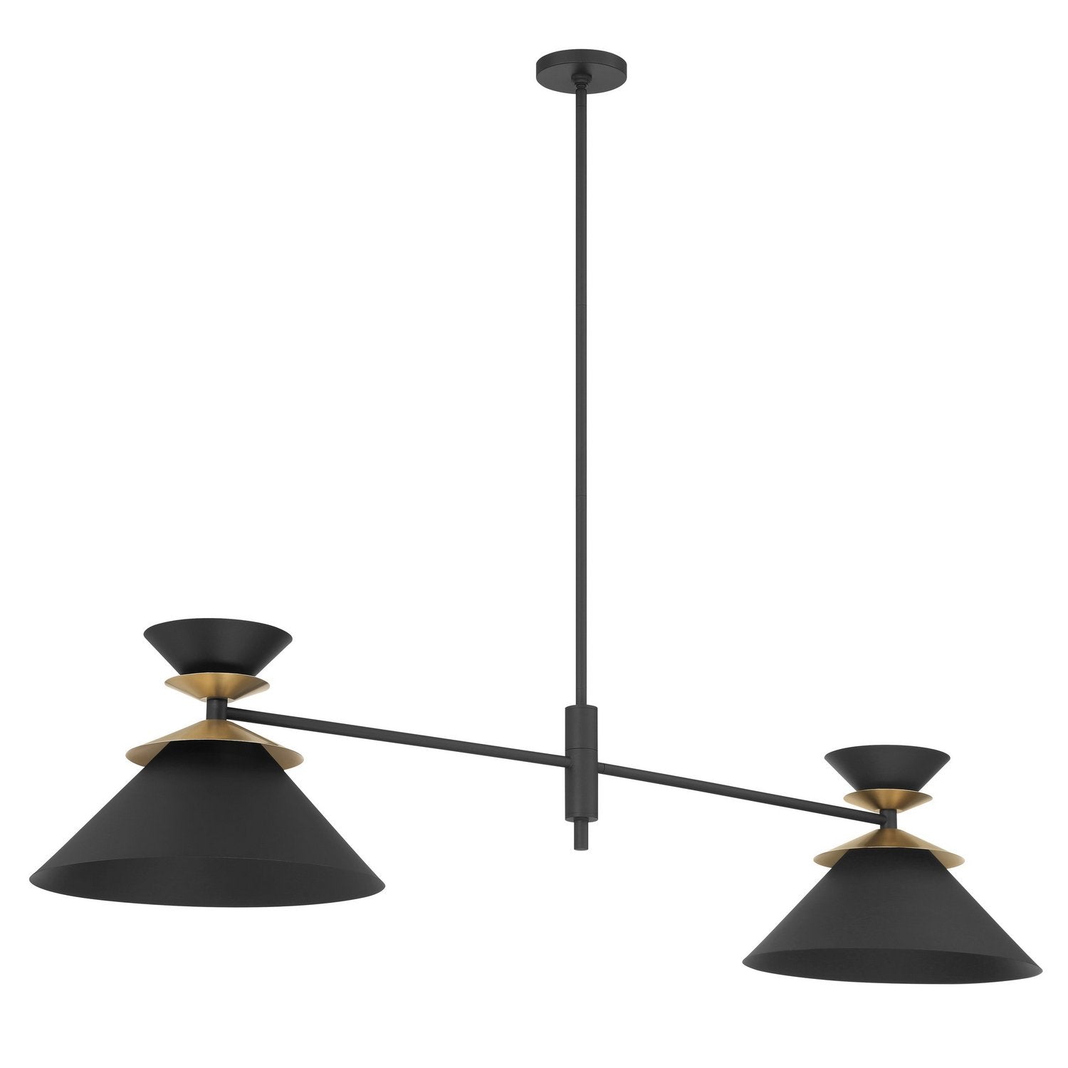 Thesis Lighting 207317A Tremolo Linear Pendant in Textured Black, Champagne Gold