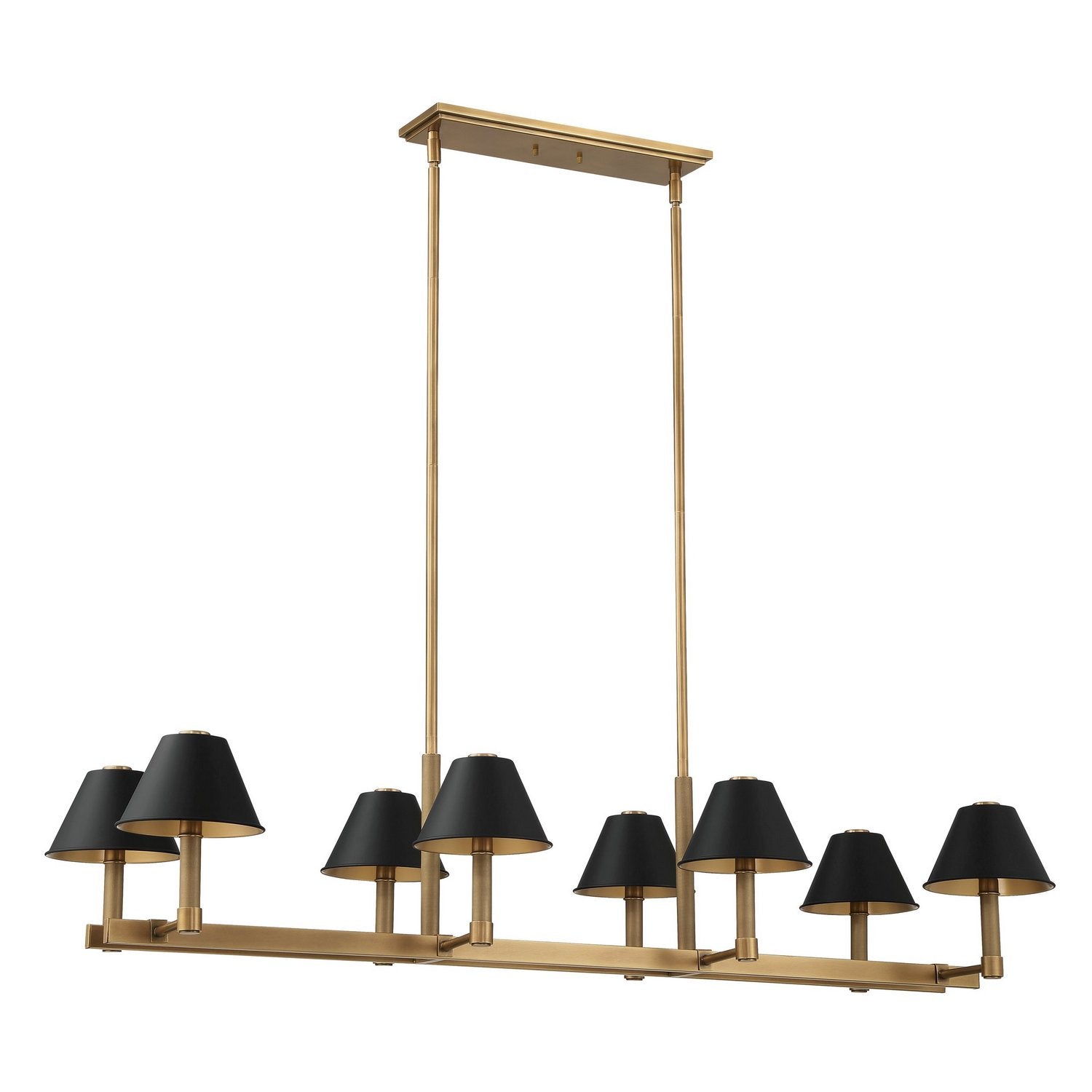 Thesis Lighting 207332A Mcgill Linear Chandelier in Natural Brass, Matte Black