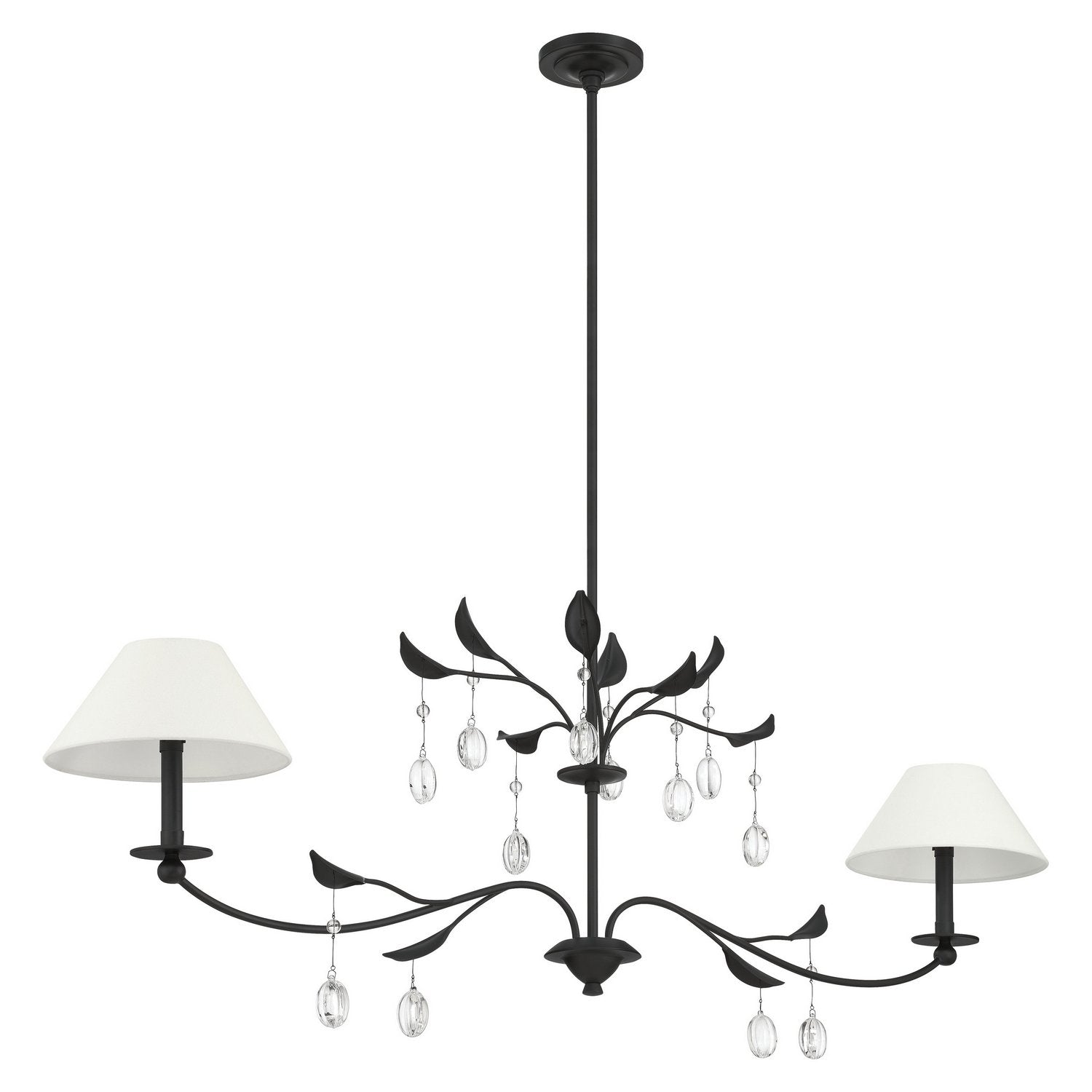 Thesis Lighting 207346A Presley Linear Chandelier in Textured Black, Clear