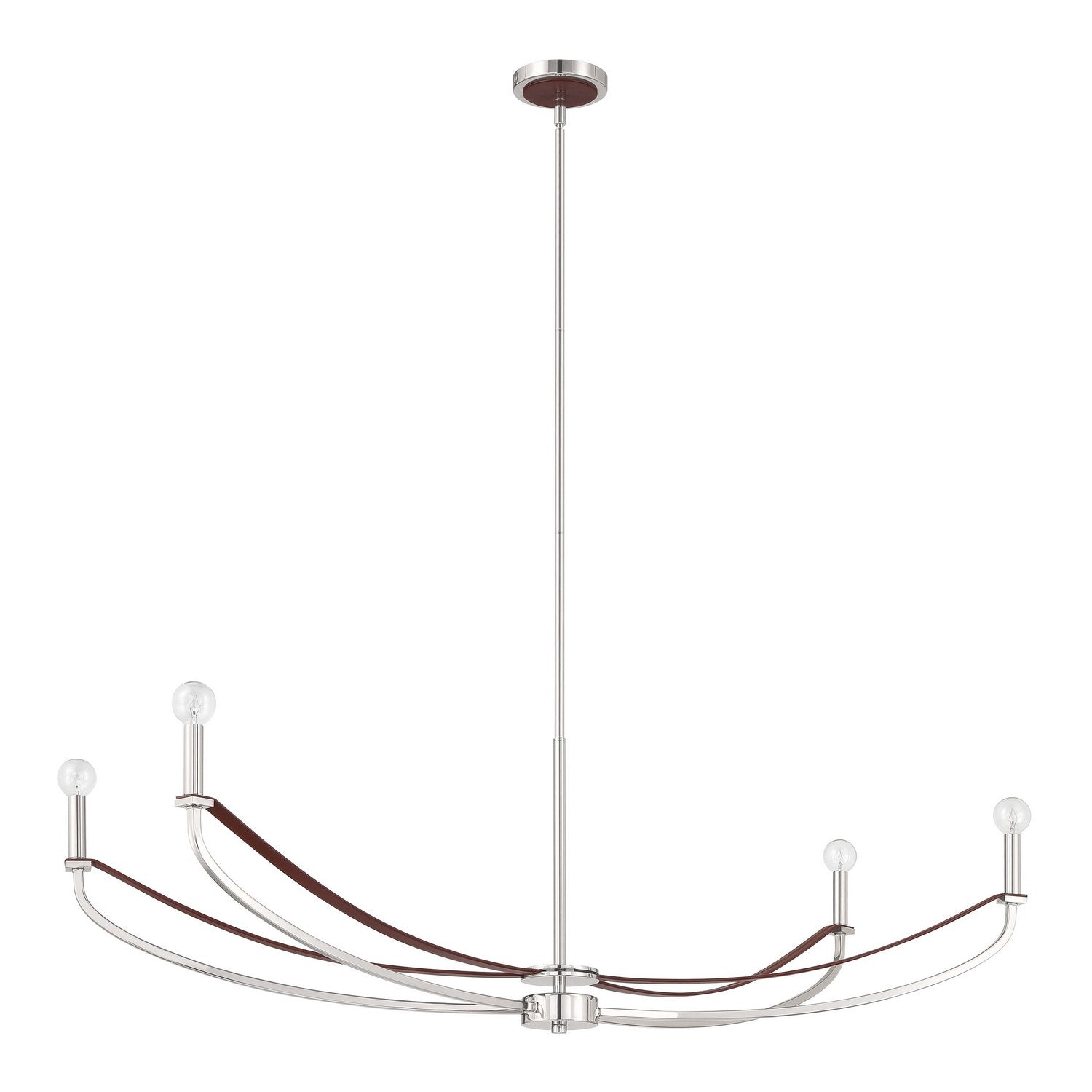 Thesis Lighting 207376A Sussex Linear Chandelier in Polished Nickel, Dark Brown