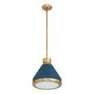 Thesis Lighting 207399A Doyle Pendant in Natural Brass, Matte Blue