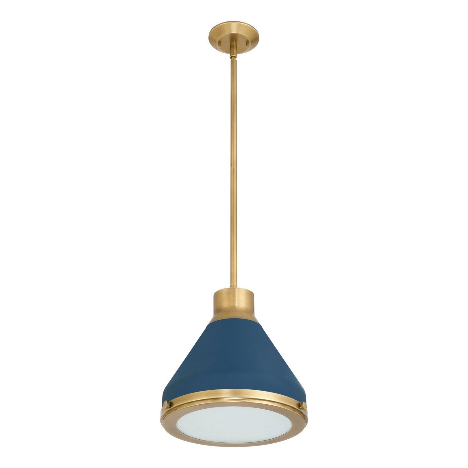 Thesis Lighting 207399A Doyle Pendant in Natural Brass, Matte Blue