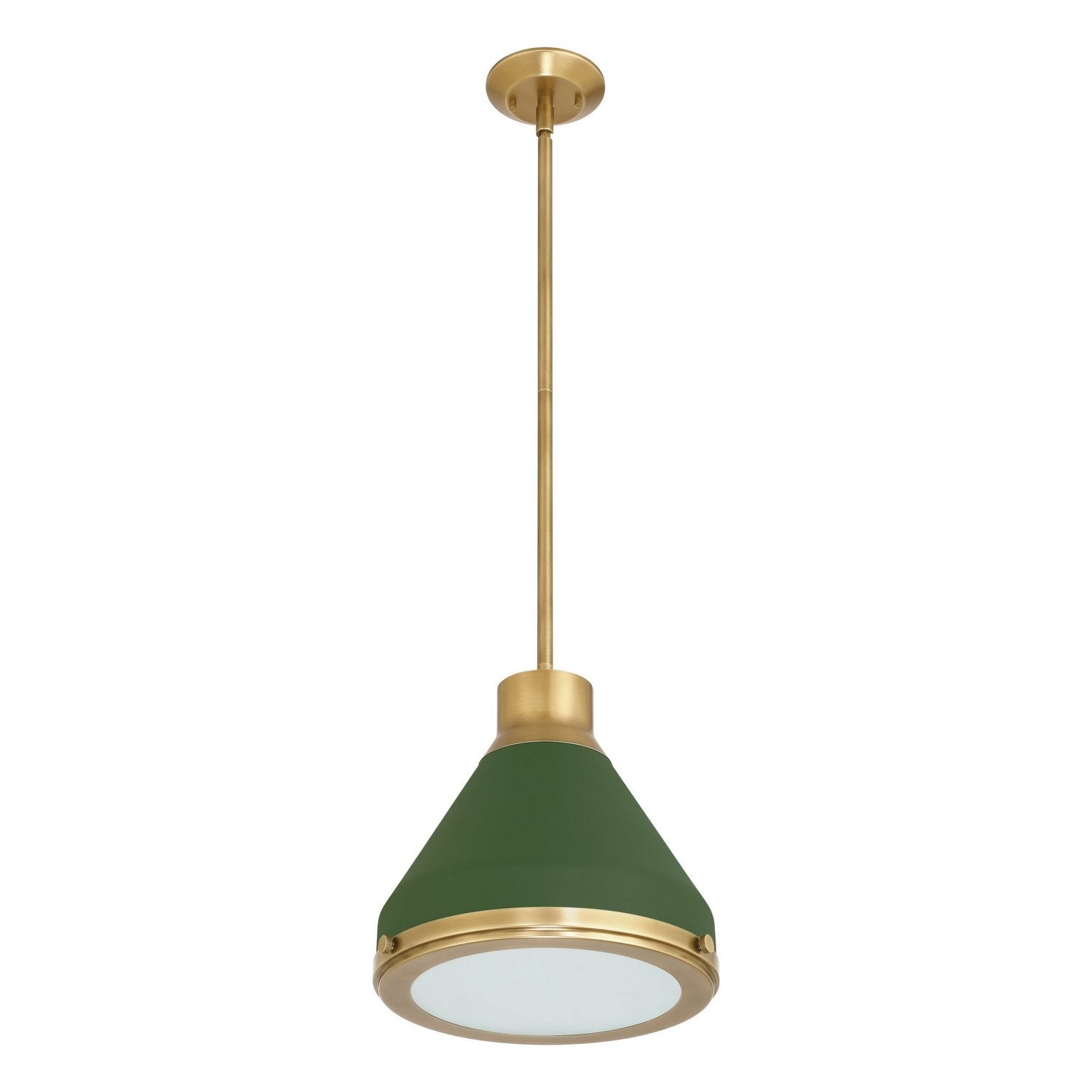 Thesis Lighting 207401A Doyle Pendant in Natural Brass, Matte Green
