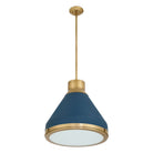Thesis Lighting 207404A Doyle Pendant in Natural Brass, Matte Blue