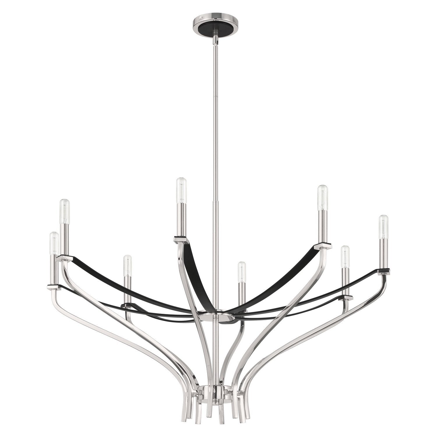 Thesis Lighting 207887A Sussex Chandelier in Polished Nickel, Black
