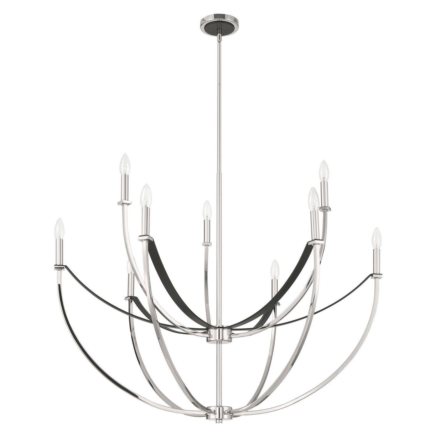 Thesis Lighting 207888A Sussex Chandelier in Polished Nickel, Black