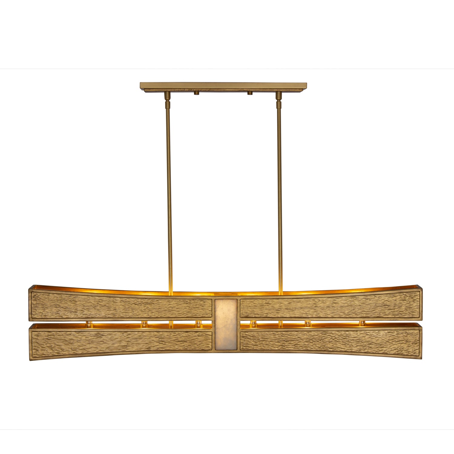 Kalco - 528461RBG - Six Light Linear Pendant - Dos - Rustic Gold and Brushed Gold