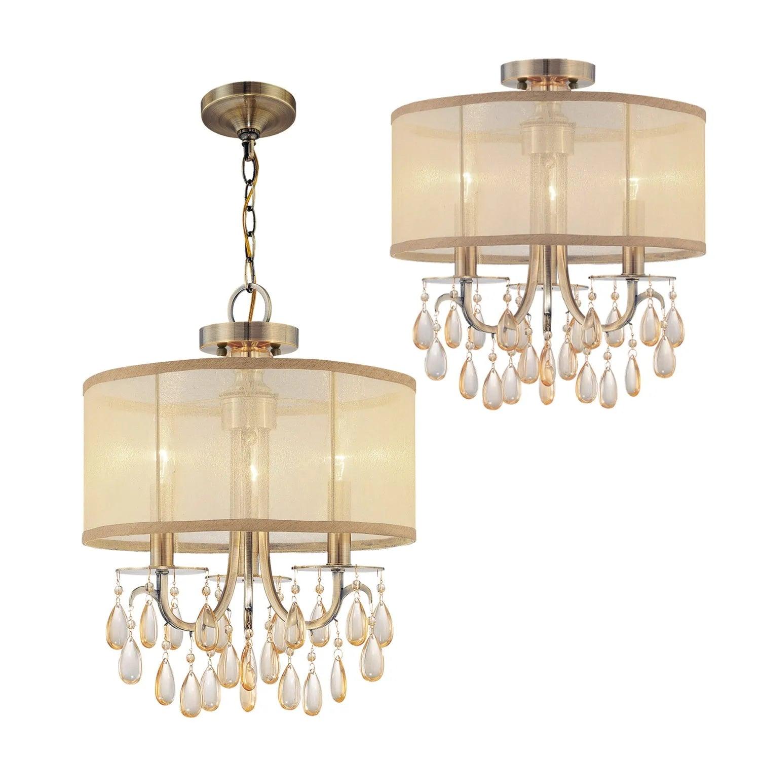 Crystorama - Hampton Three Light Mini Chandelier - 5623-AB - Canada Light Shop