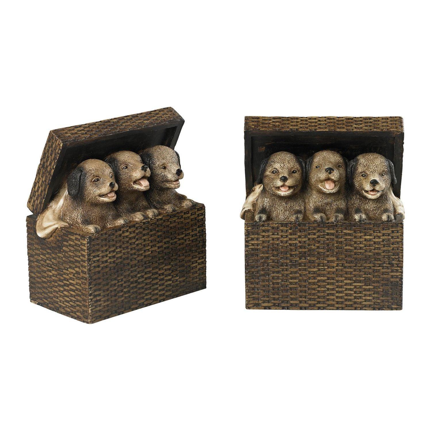 ELK Home - Pups in a Basket Bookends - 93-19312/S2 - Canada Light Shop