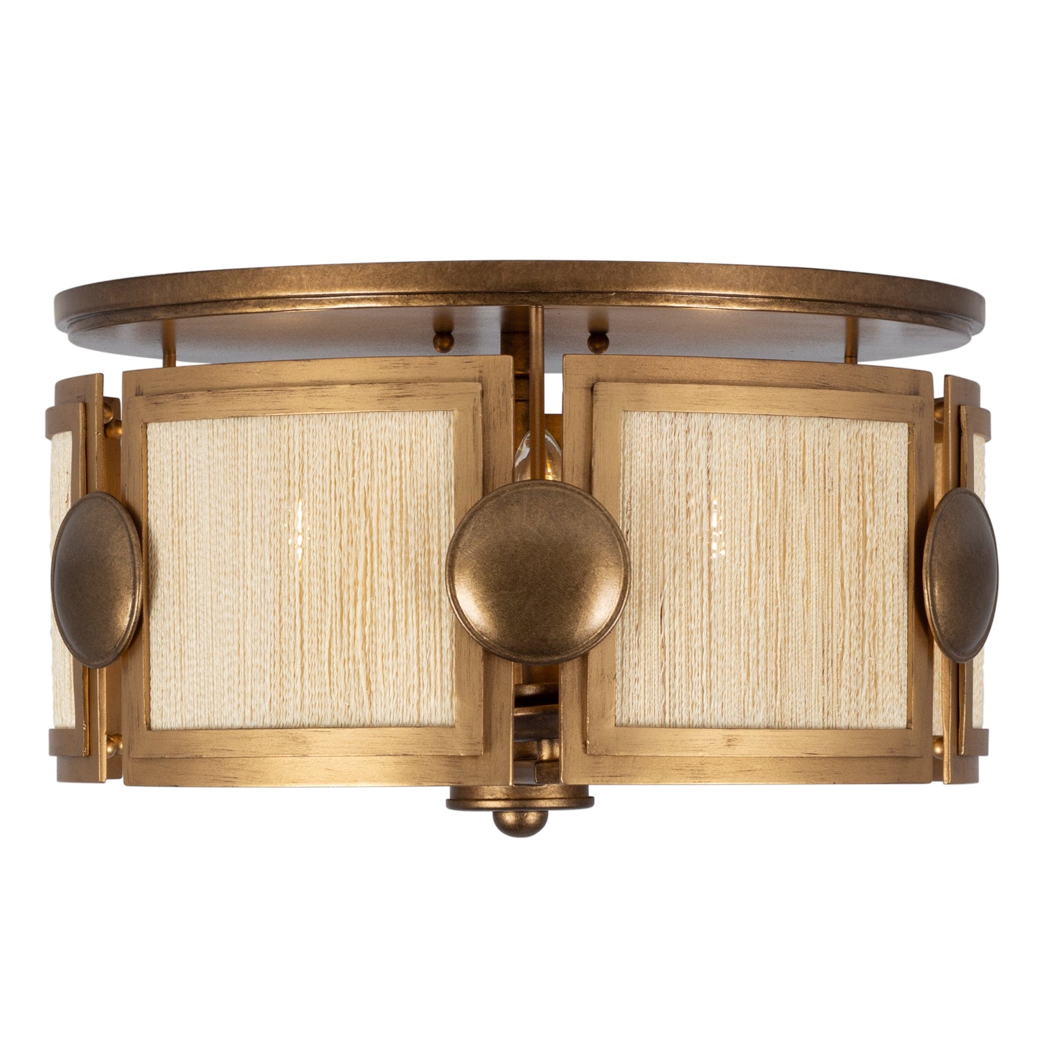Kalco - 526845PABMG - Three Light Semi-Flush Mount - Button - Pearlized Antique Brass/Modern Gold