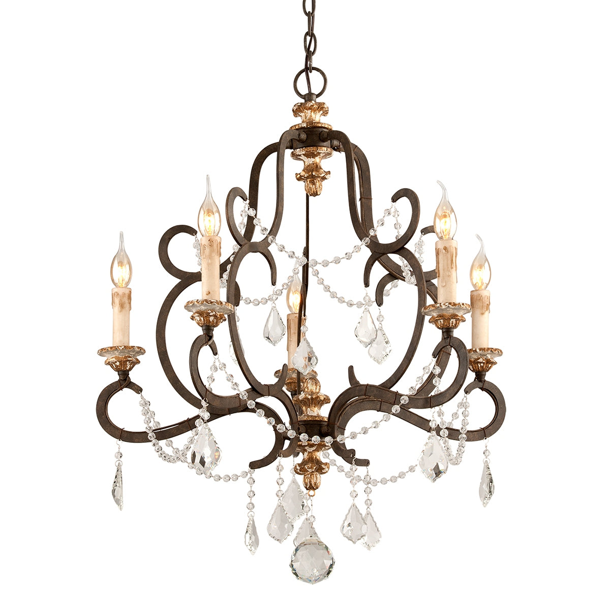 Troy Lighting Canada - F3515-PZ/DG - Five Light Chandelier - Bordeaux - Parisian Brnze W Distr Gold Le