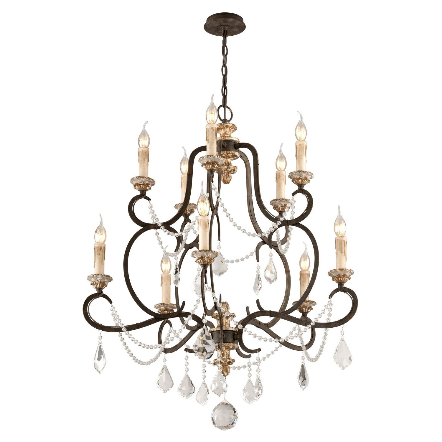 Troy Lighting Canada - F3516-PZ/DG - Ten Light Chandelier - Bordeaux - Parisian Bronze