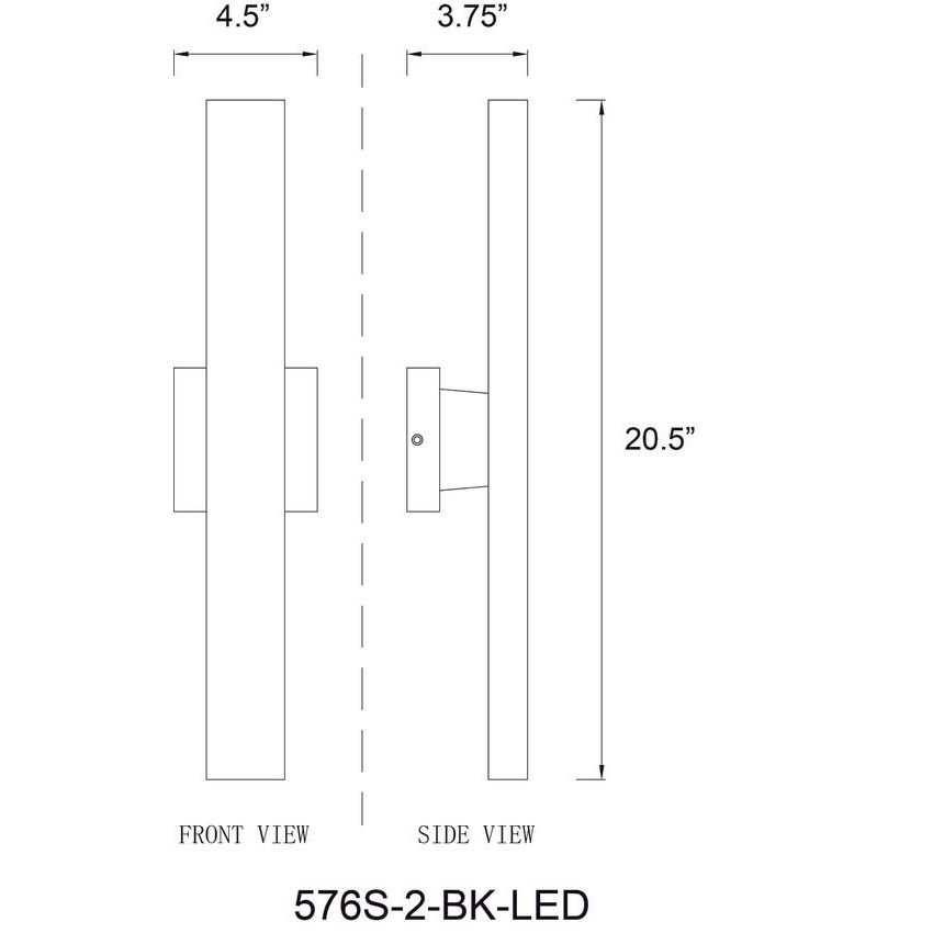 Z-Lite 576S-2-BK-LED Z-Lite Edge Outdoor Wall Sconce in Black