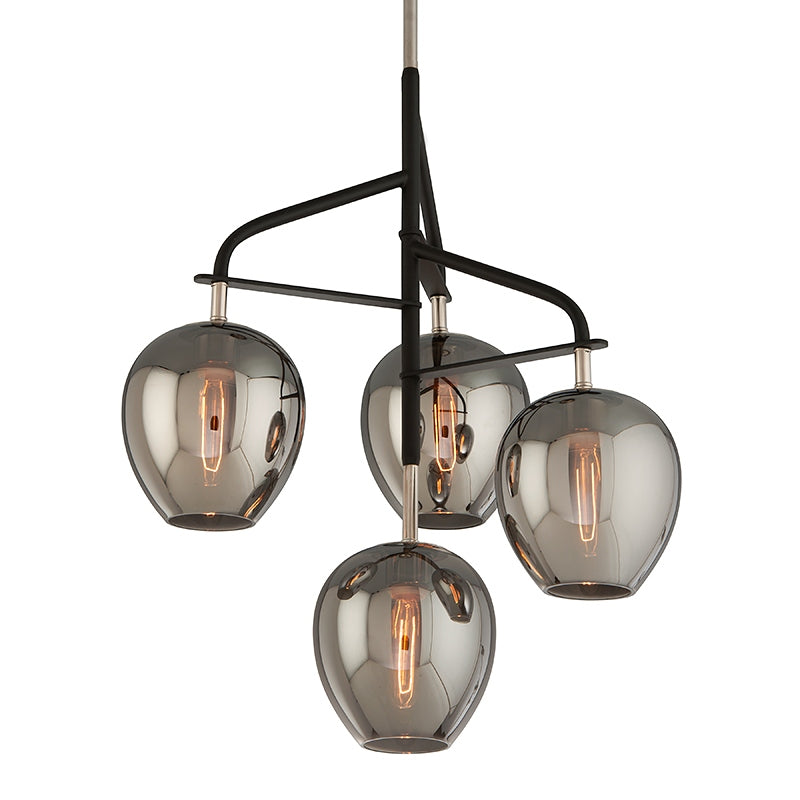 Troy Lighting Canada - F4295-TBK/PN - Four Light Chandelier - Odyssey - Textured Black & Polish Nickel