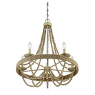 Meridian M10014-97 Five Light Chandelier in Natural Wood with Rope