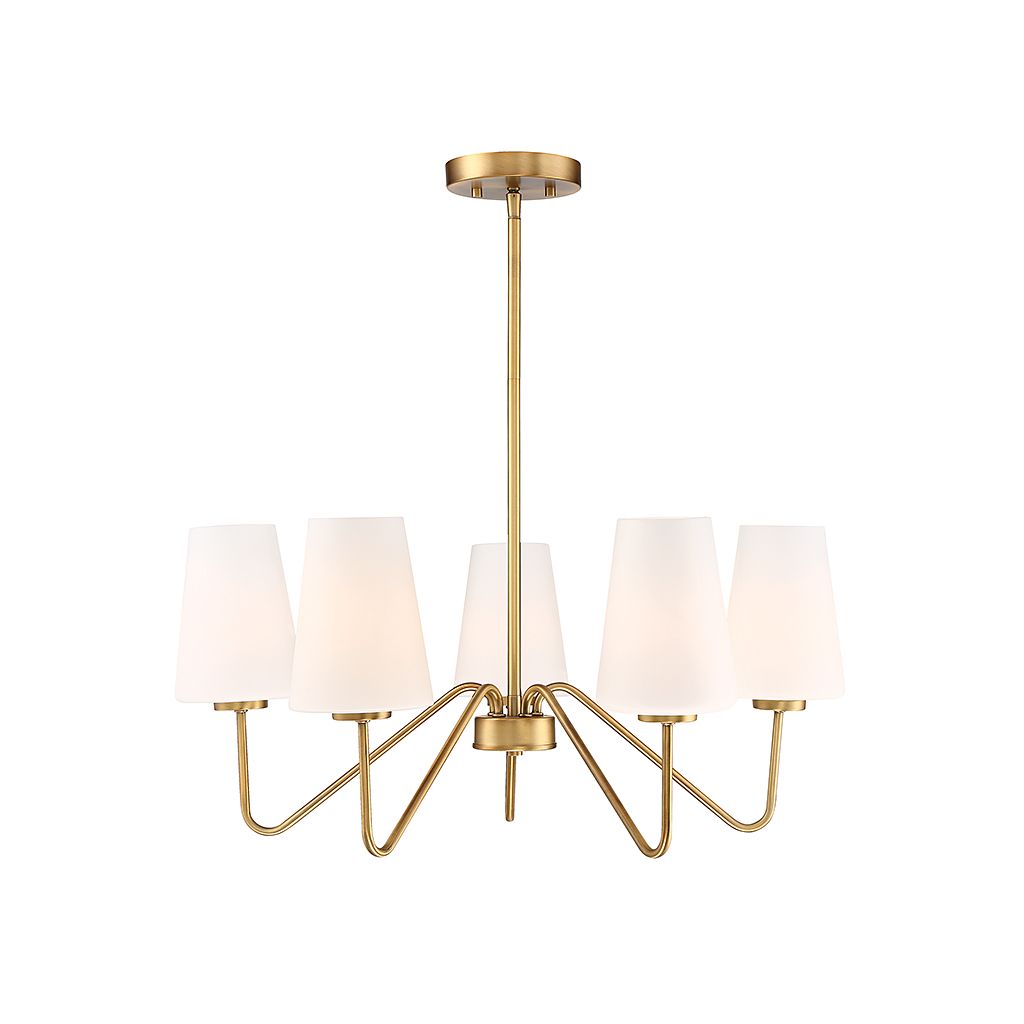 Meridian M10060NB Five Light Chandelier in Natural Brass