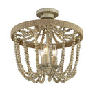 Meridian M60002-97 Three Light Semi-Flush Mount in Natural Wood with Rope
