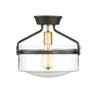 Meridian M60011ORBNB One Light Semi-Flush Mount in Oil Rubbed Bronze with Natural Brass