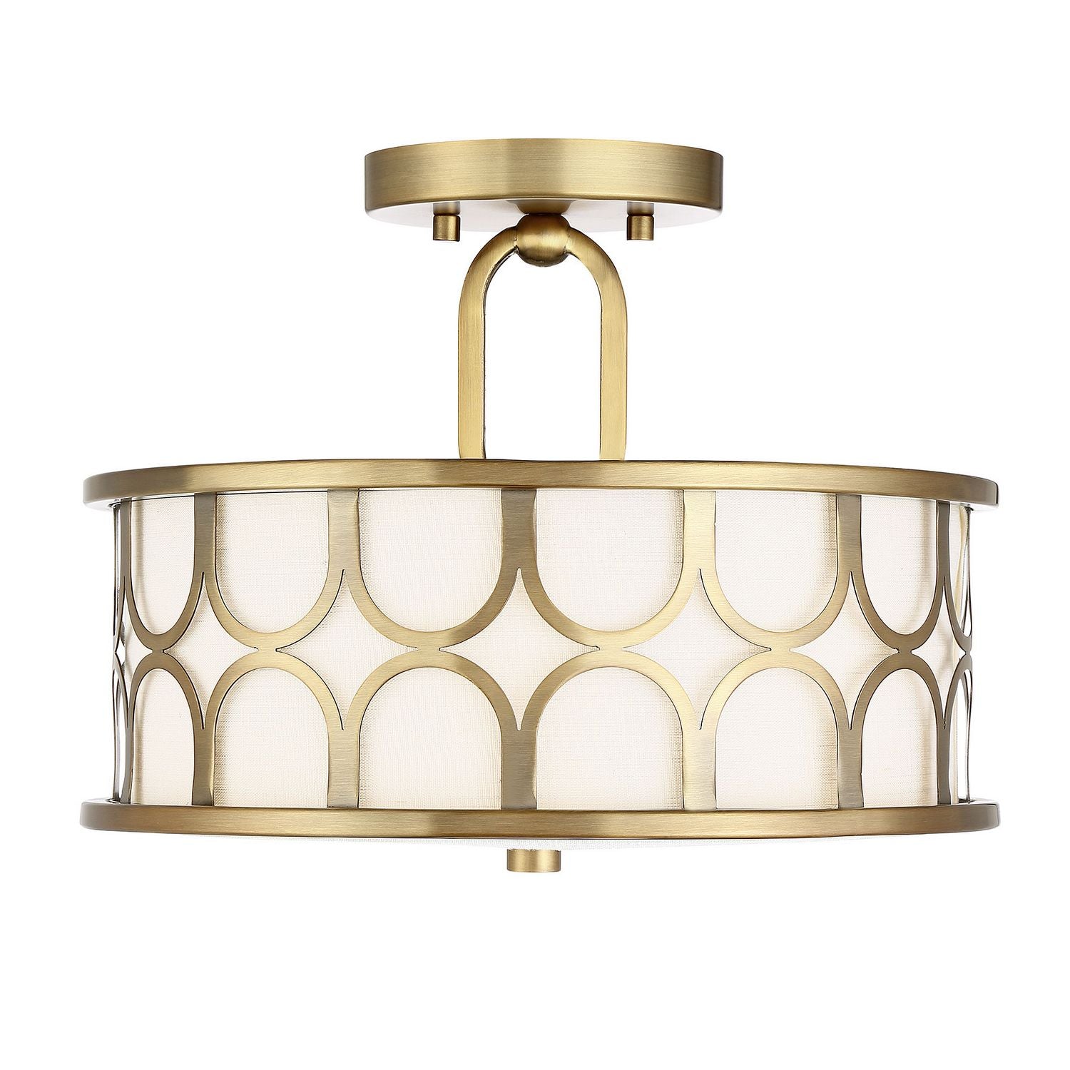 Meridian M60015NB Two Light Semi-Flush Mount in Natural Brass