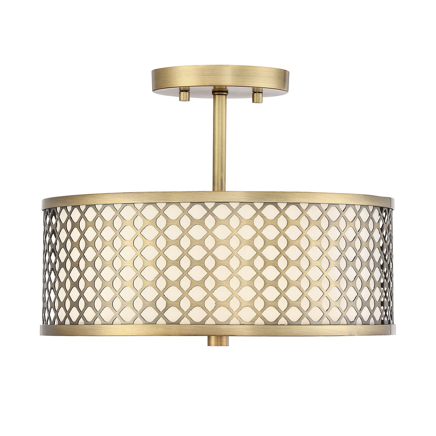 Meridian M60016NB Two Light Semi-Flush Mount in Natural Brass