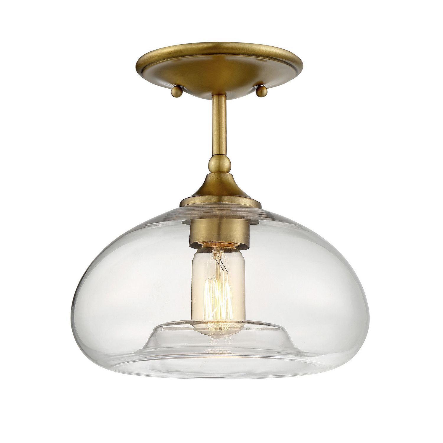 Meridian M60017NB One Light Semi-Flush Mount in Natural Brass