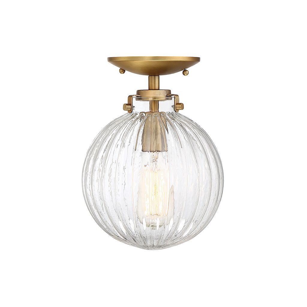 Meridian M60056NB One Light Semi-Flush Mount in Natural Brass