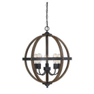 Meridian M70041WB Five Light Chandelier in Wood with Black